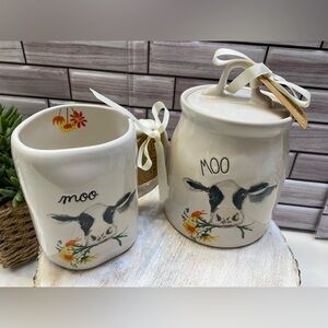 Rae Dunn❤️ MOO CANISTER AND MUG  Set of 2 Farmhouse NWT